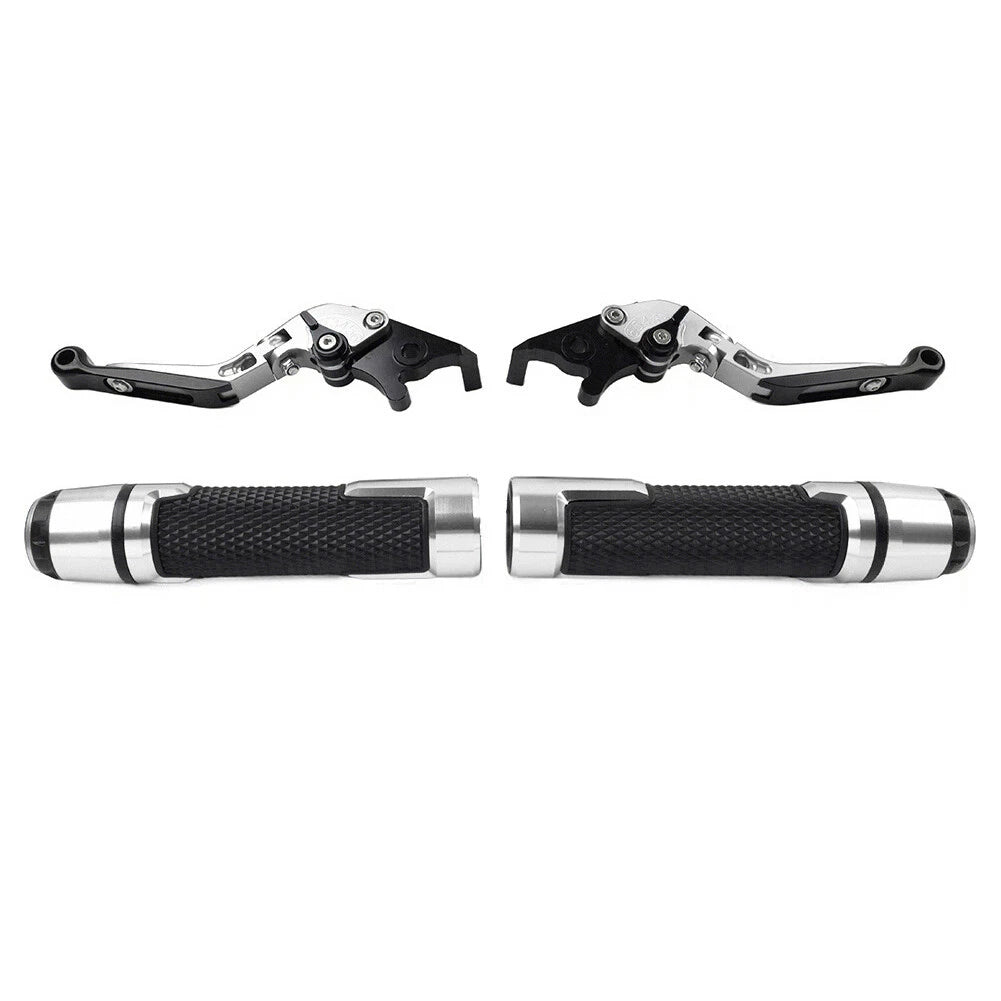 Silver Brake Clutch Lever Handlebar Grip Set for Yamaha MT-15, XSR155
