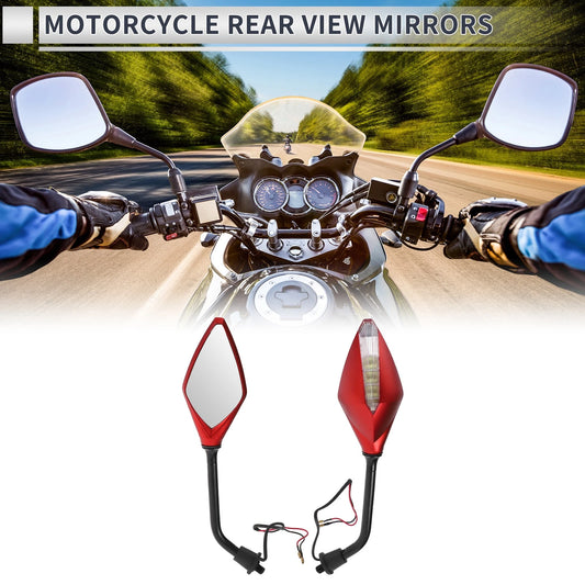 M10 Handlebar Mirrors for Motorcycle Rear View Black Red Iron Plastic 1 Set