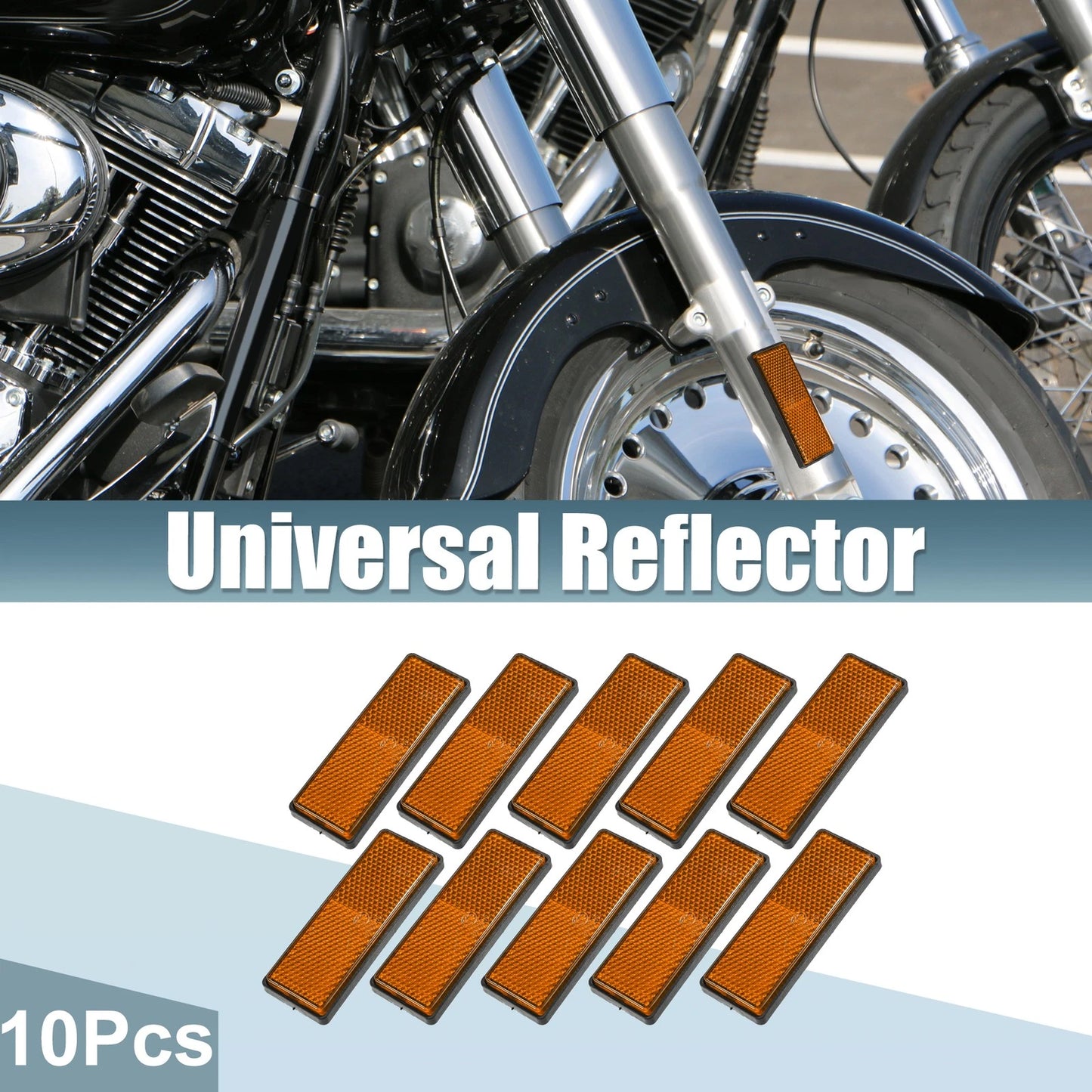 10 Pcs / Universal Self Adhesive Safety Spoke Reflective for Motorcycle Orange