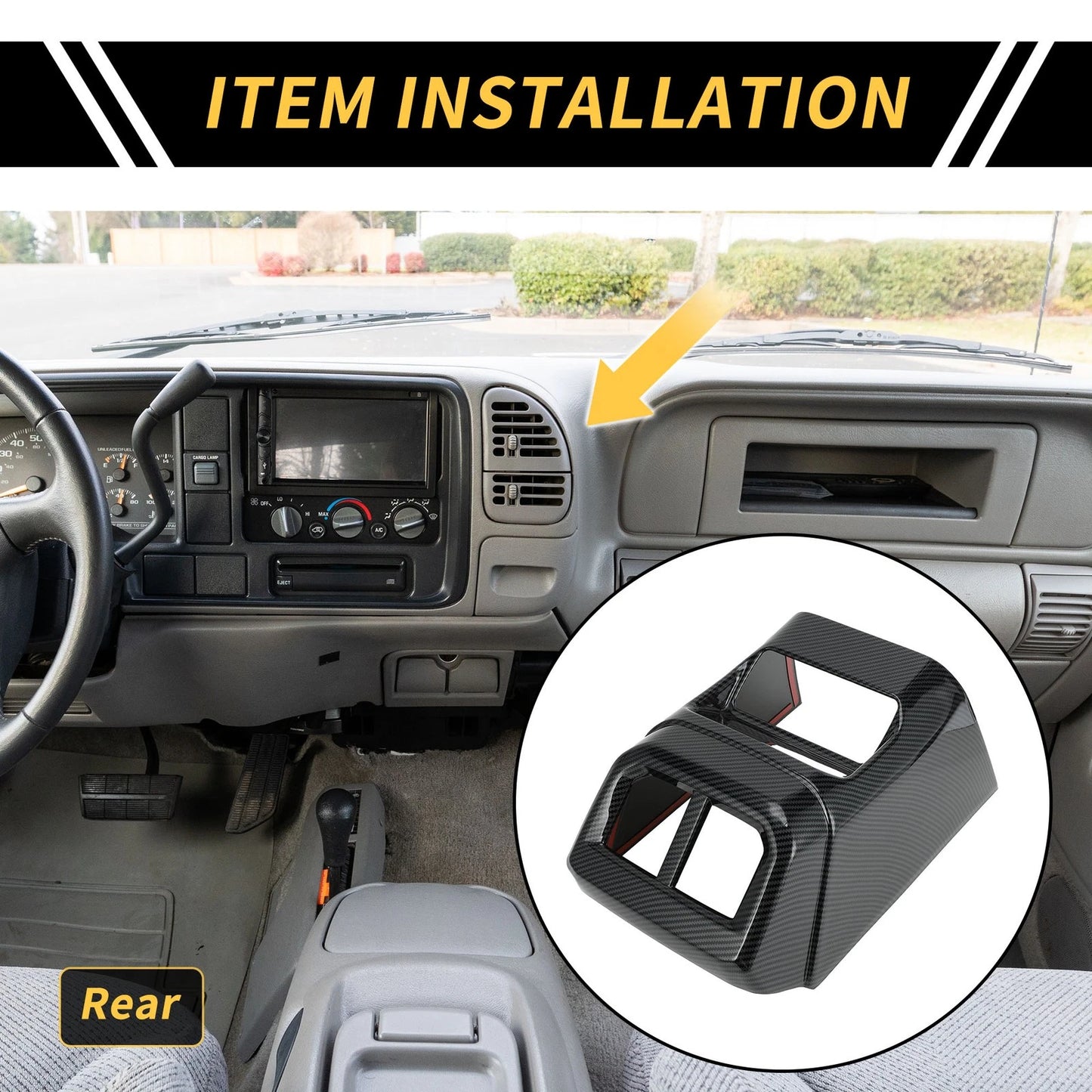 Carbon Fiber Rear Armrest AC Outlet Panel for Ford Ranger (2023-2024)