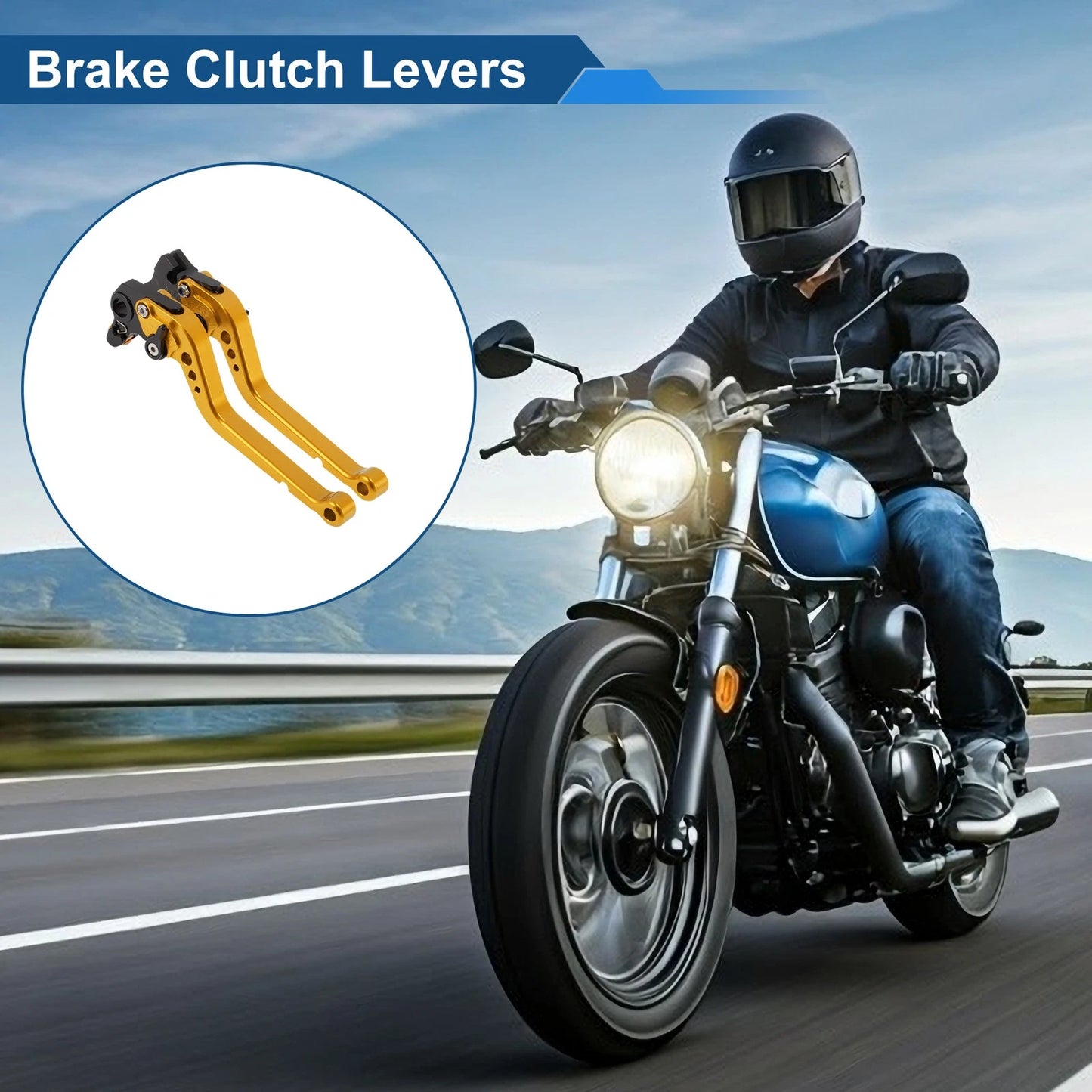 Long Brake Clutch Levers Gold Tone 1 pair for Ducati 821 MONSTER (2014–2017)