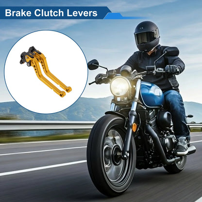 Long Brake Clutch Levers Gold Tone 1 pair for Ducati 821 MONSTER (2014–2017)