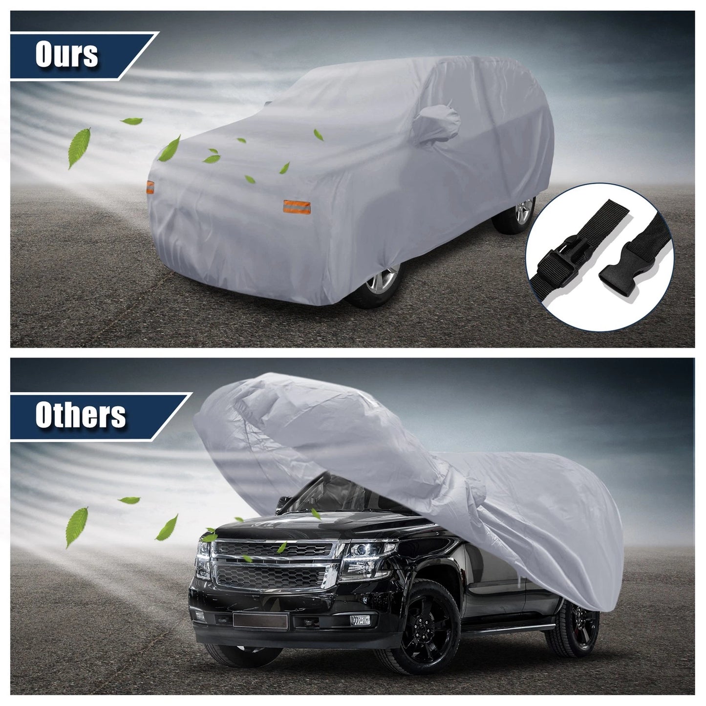 SUV Car Cover 190T Sun Protection for Chevrolet Tahoe 4-Door Gray (2007-2024)