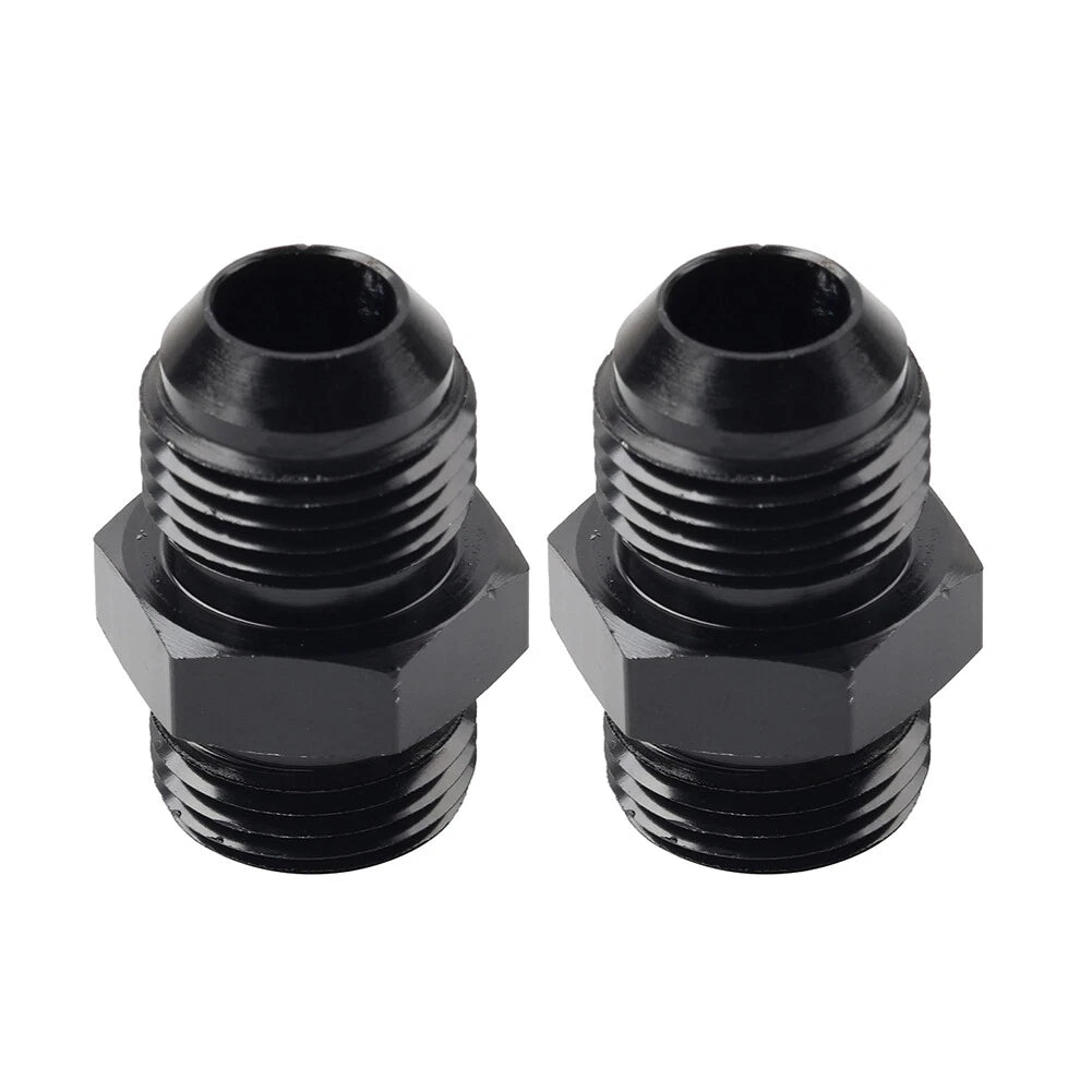 Black Aluminum AN8 Flare to 10AN ORB Male Fitting Adapter w/ O-Rings