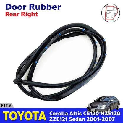 Door Rubber Seal Rear RH Fits Toyota Corolla Altis ZZE121 122 4D SED 2001-07 D05