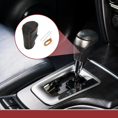 Car Gear Shift Knob Cover for Honda Accord 2008-2012 Black Orange Leather