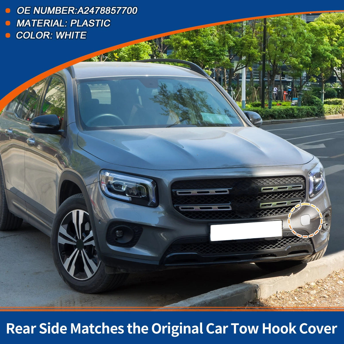 Front Car Bumper Tow Hook Cover for Mercedes GLB X247 W247 (2020-2023)