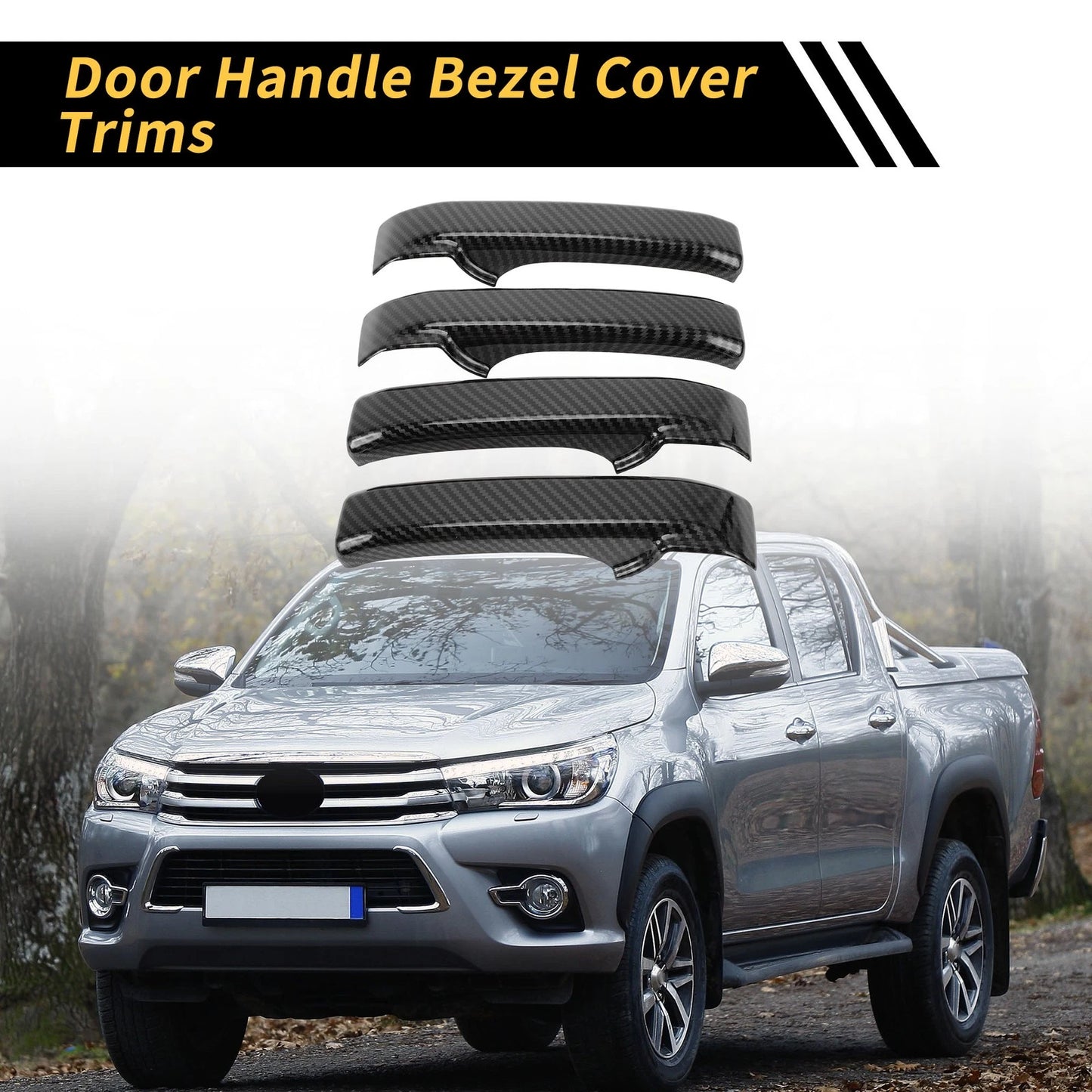 Set Carbon Fiber Pattern Door Handle Bezel Cover for Toyota Tundra (2014–2021)