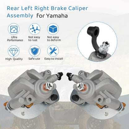 Rear Left Right Brake Caliper & Pads for Yamaha Grizzly 700 (2007–2018)