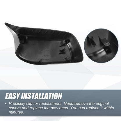 Rearview Mirror Cover Cap Black Carbon Fiber for BMW 5 Series 6 Series