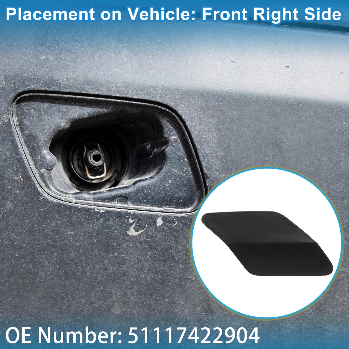 Front Right Washer Nozzle Cover for BMW X6 2015-2019 Unpainted