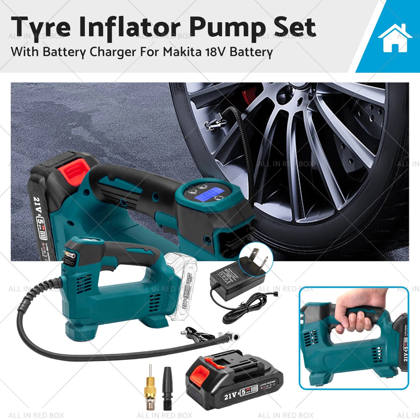 Cordless Tyre Inflator Pump for Makita 18V Battery