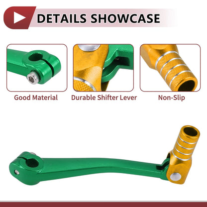 Folding Gear Shifter Lever for Bosuer 125 Green and Gold Tone