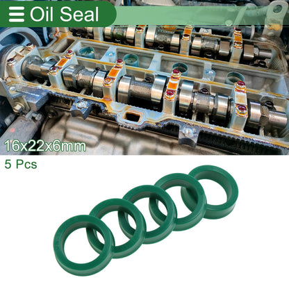 Oil Seal 5 Pcs 16x22x6mm Rotary Shaft Seal TPU High Pressure Green for Vehicle