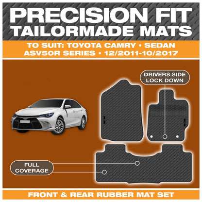 Custom Fit Moulded Rubber Floor Mats for Toyota Camry ASV50 AVV50 (2012-2017)