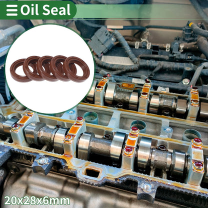 Oil Seal 20x28x6mm Seal Ring Rotary Shaft Seal FKM Brown 5 Pcs