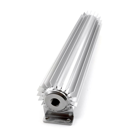12" Silver Anodized Transmission Oil Cooler with Fittings