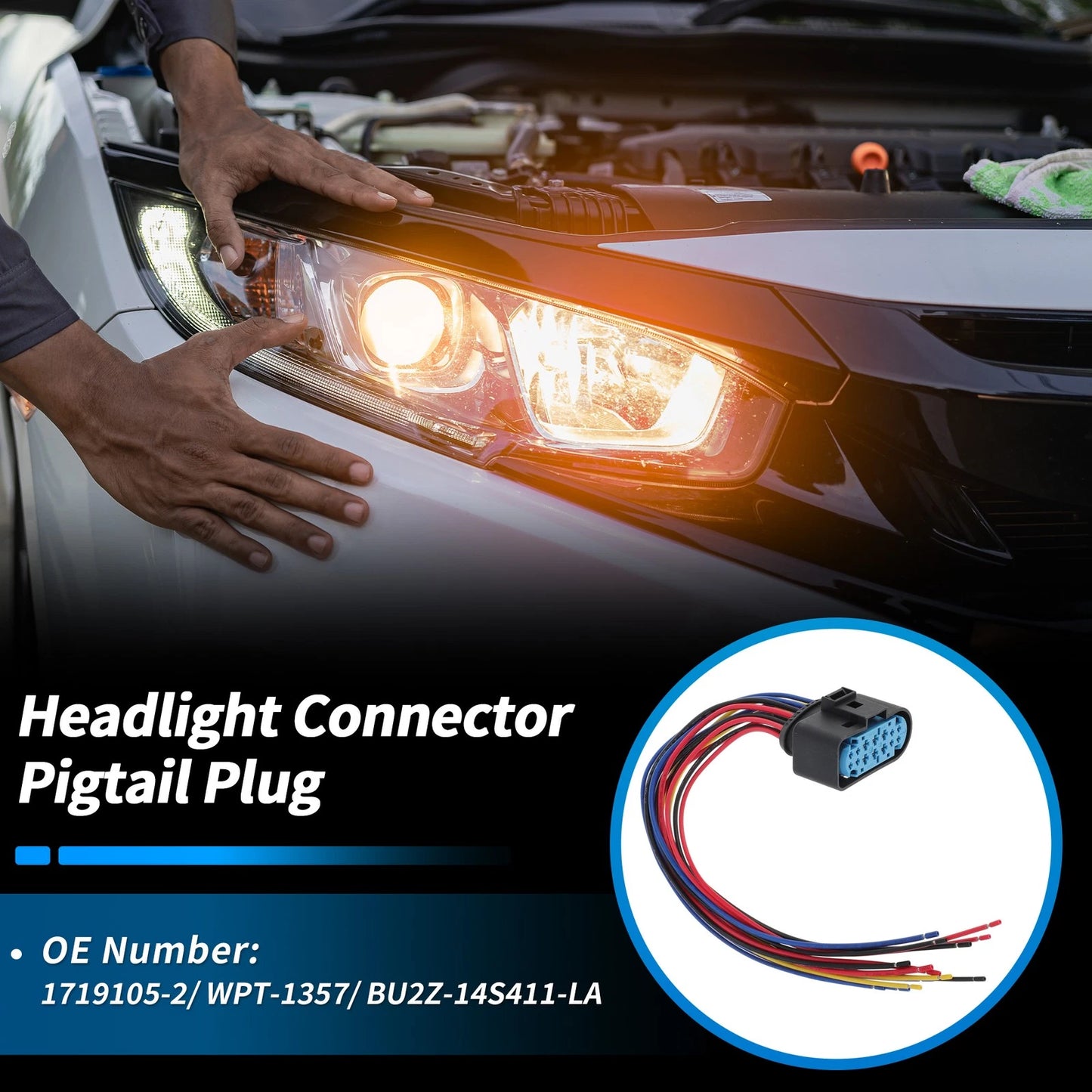 14-Pin Headlight Connector Pigtail Plug for Ford Focus (2012-2018)