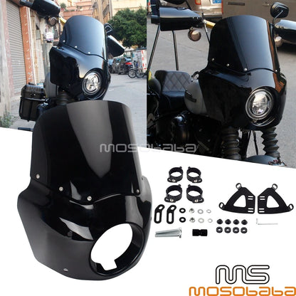 Front Headlight Fairing w/ Extension Blocks for Harley Motorcycle