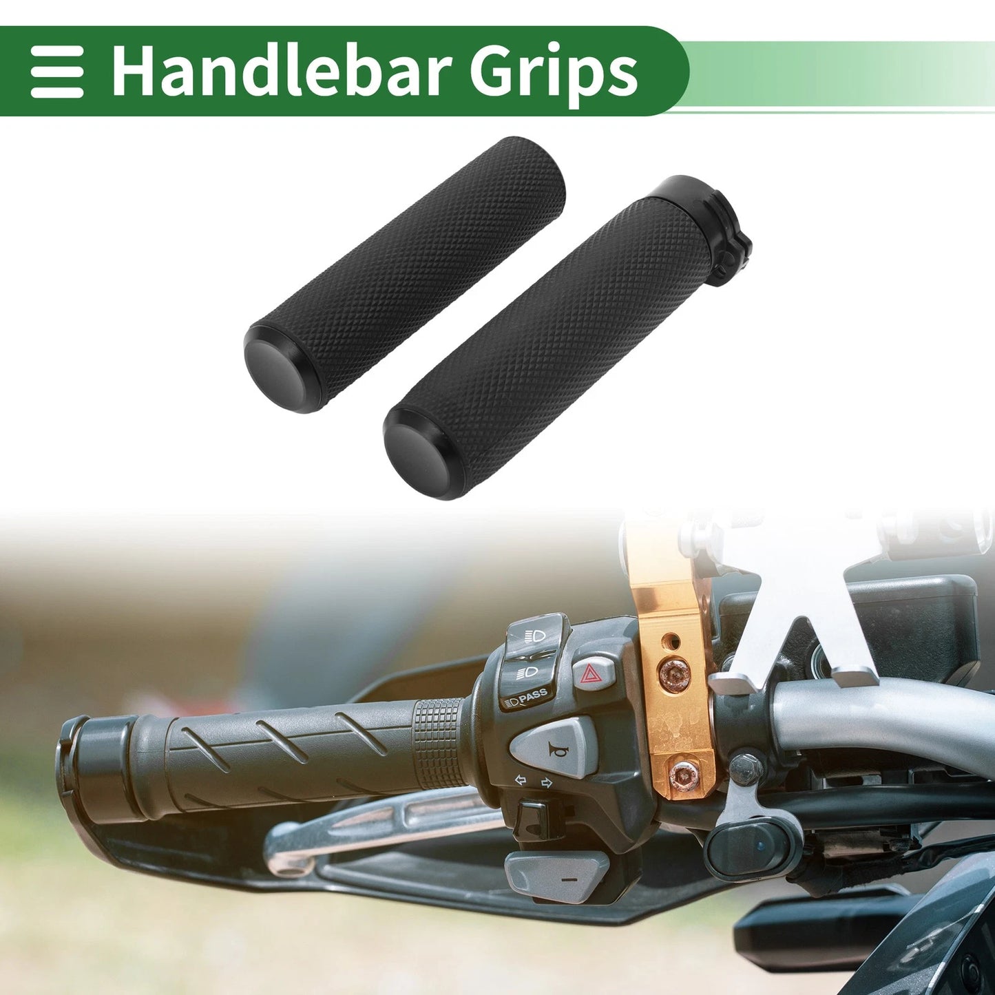 25mm Motorcycle Hand Grips Cover Kit Handlebar Grips TPU Black