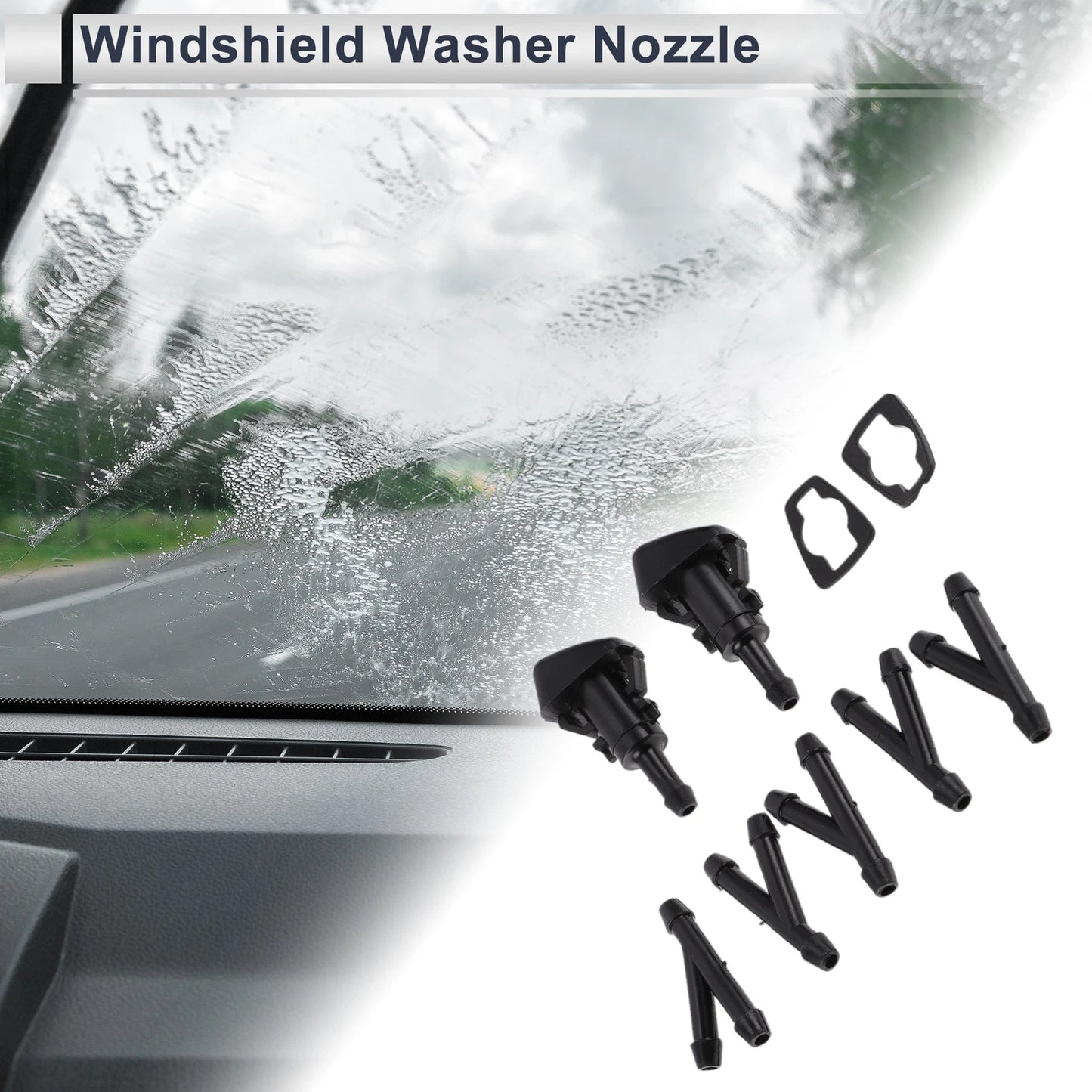 Windshield Washer Nozzle & 6 x Hose Connectors for Jeep (2007-2018)