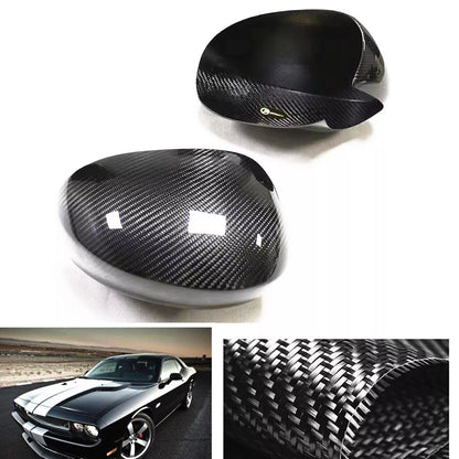 Rear Mirror Cover for Dodge Challenger 2009-2020 Carbon Fiber Black