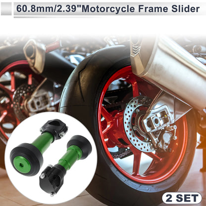 2 x Slider Frame 0.87-1.1 Aluminum Green for Motorcycle
