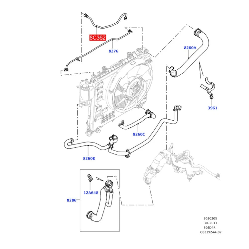 Radiator Coolant Hose LR035629 for Land Rover Range Rover 5.0T V8 (2013-2021)