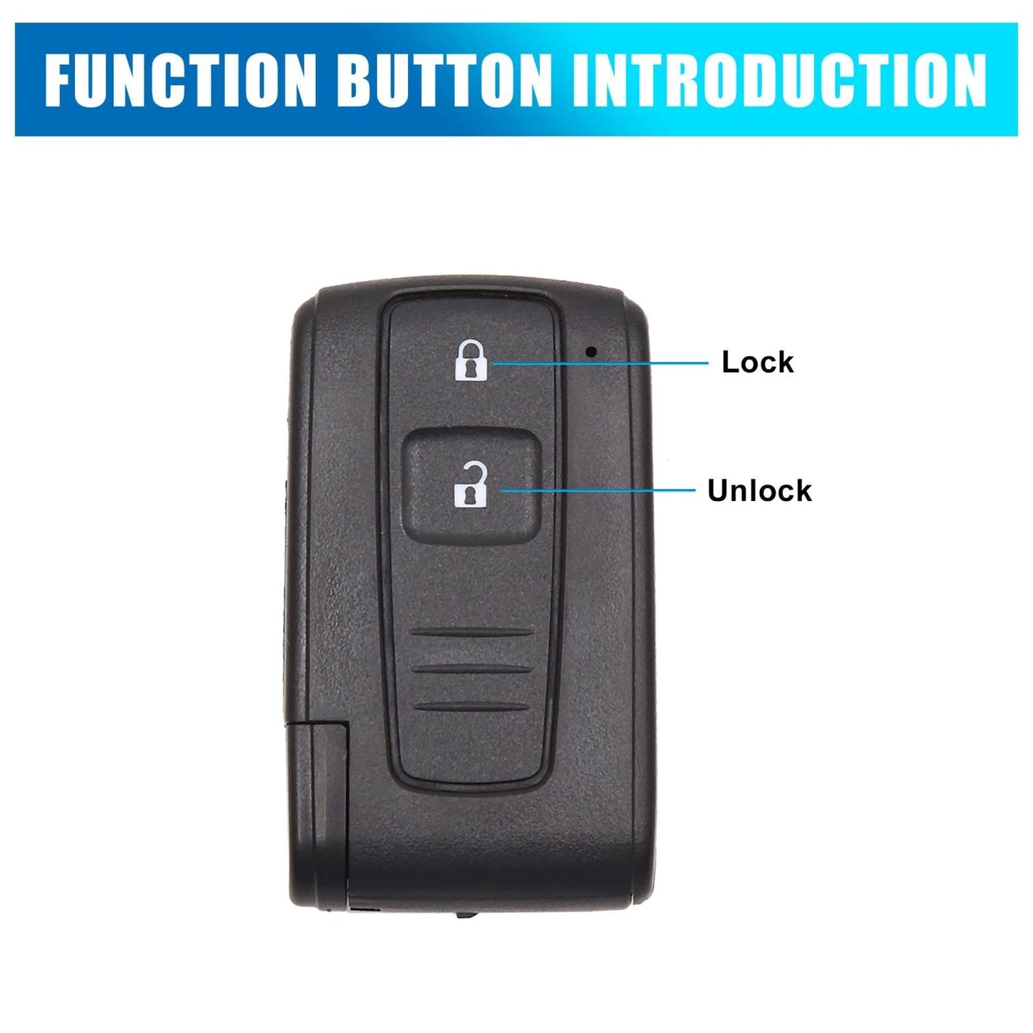2 x Button Uncut Key Fob Case Shell Replacement for Toyota Prius (2004–2009)
