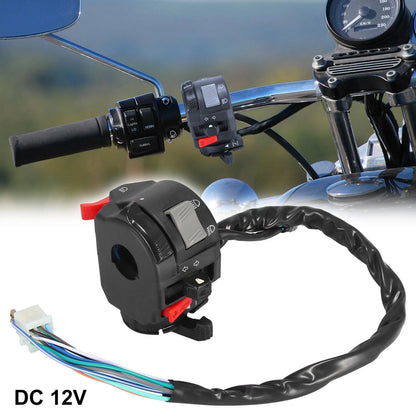 DC 12V 7/8 in Handlebar Mount Switch with Turn Signal Horn for Motorcycle