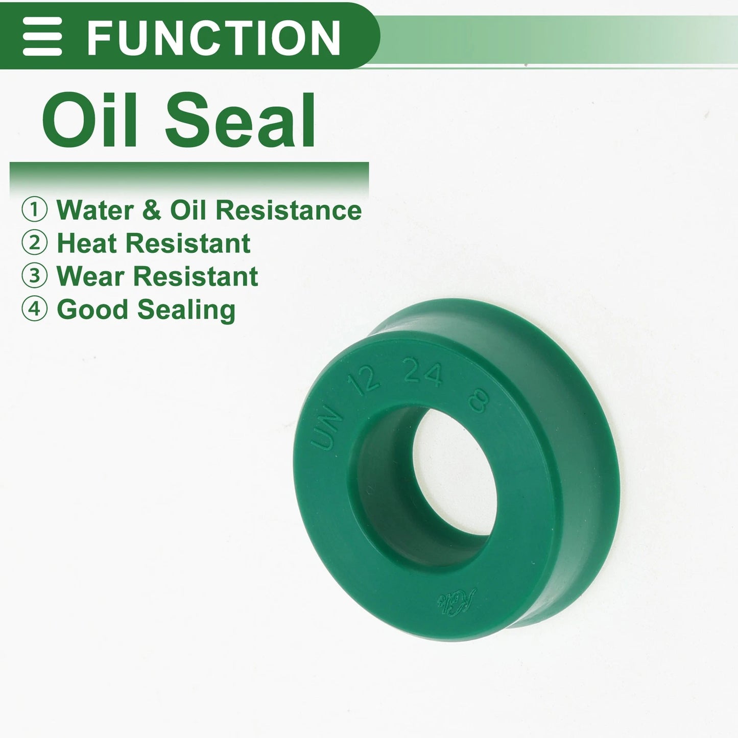 Oil Seal 12x24x8mm TPU Seal Ring Rotary Shaft High Pressure Green for Make Model