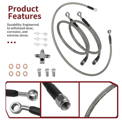 3 x Front Brake Hose Lines Kit for Suzuki Quadsport Z400 LTZ400 LTZ400Z (2003–2008)