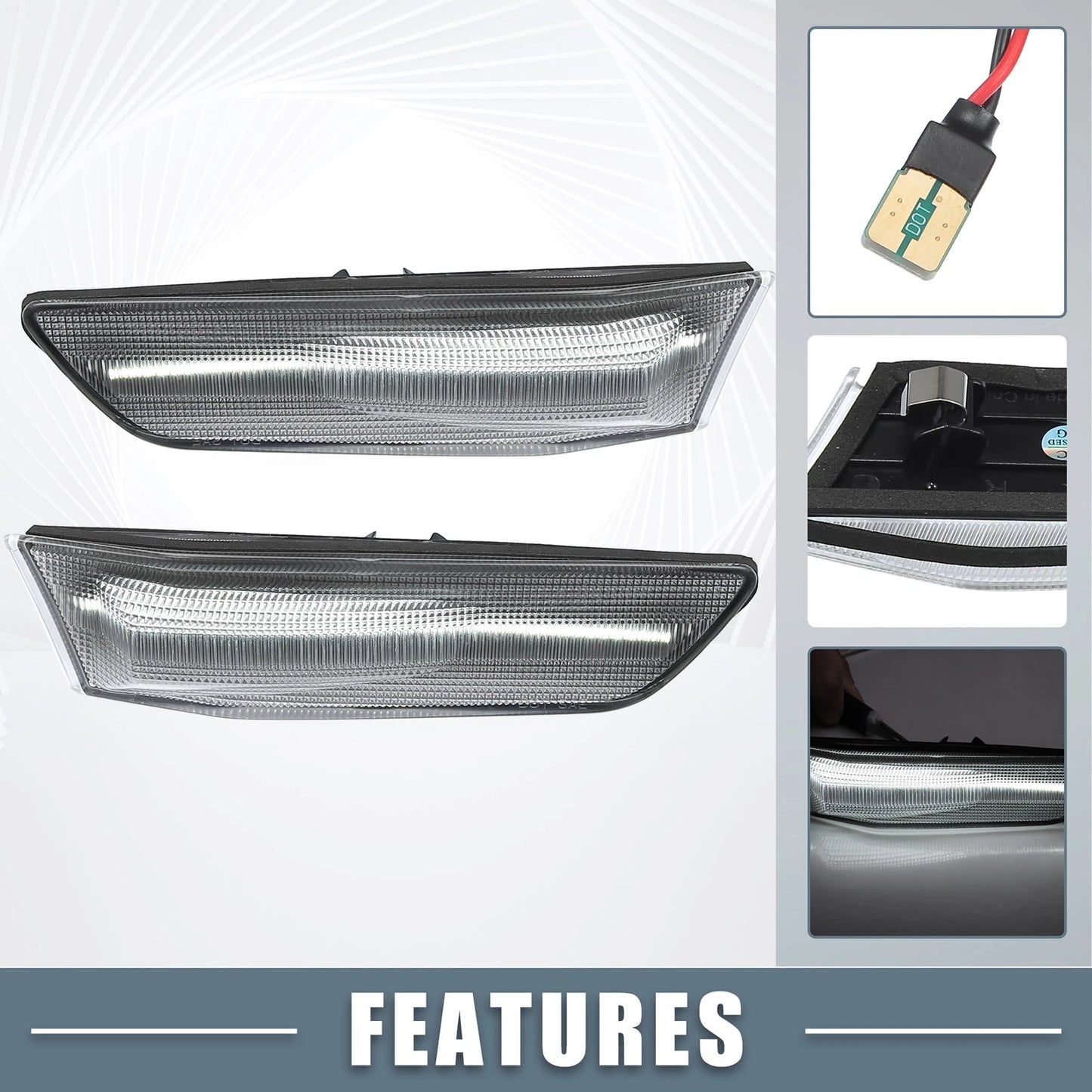 Pair LED Side Marker White Light for Infiniti G35 (2003-2006) Clear Lens