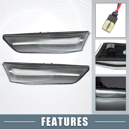 Pair LED Side Marker White Light for Infiniti G35 (2003-2006) Clear Lens