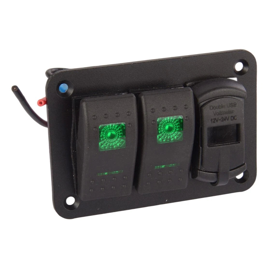 Gang Toggle Rocker Switch Panel with Dual USB for Car Boat RV Truck LED