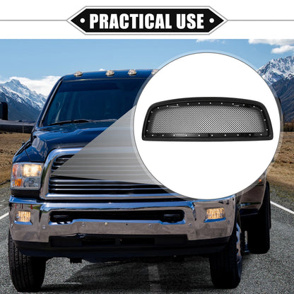 Front Grille Assembly with Rivet for Dodge Ram 1500 (2011 - 2012) Gloss Black