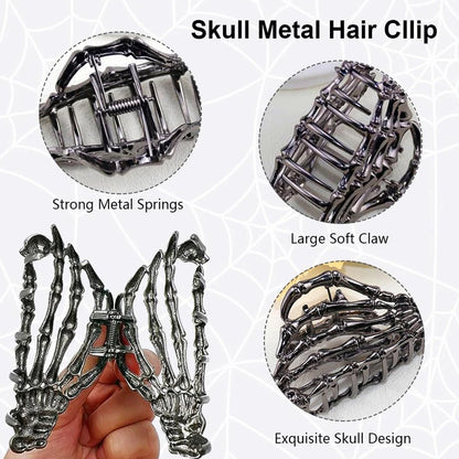 Skull Design Black Ghost Hand Hair Clips for Halloween Party Decorations