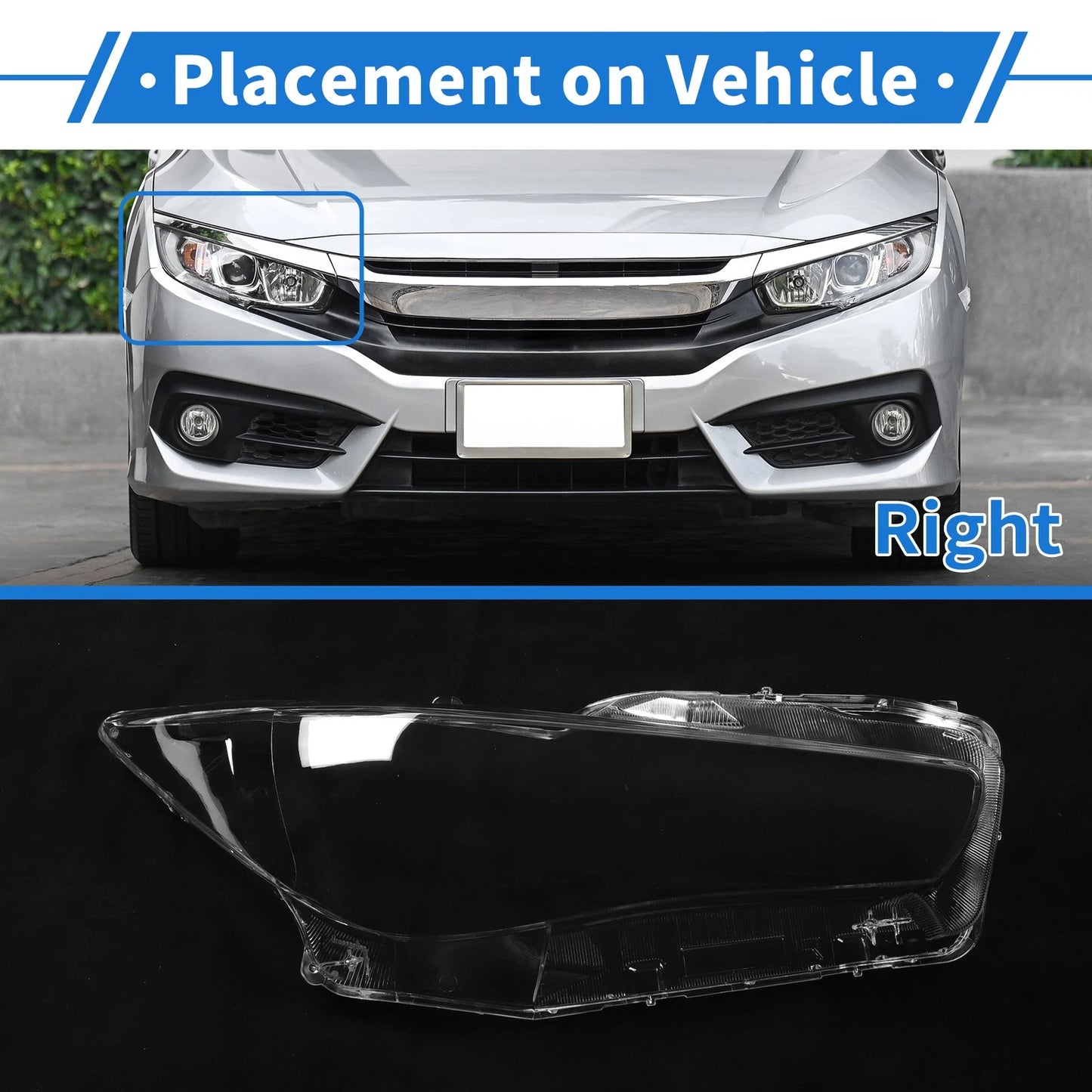 Front Right Headlight Lens Cover Infiniti Q50 (2014 - 2021) PC Clear