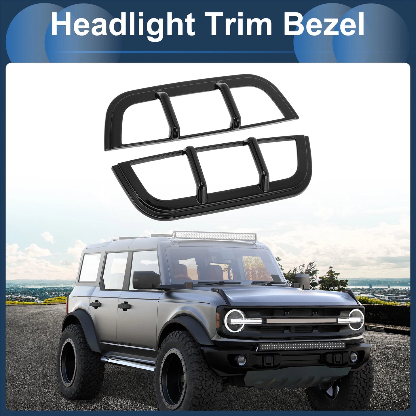 Headlight Trim Bezels for Ford Bronco  - 2 x Front Left & Right