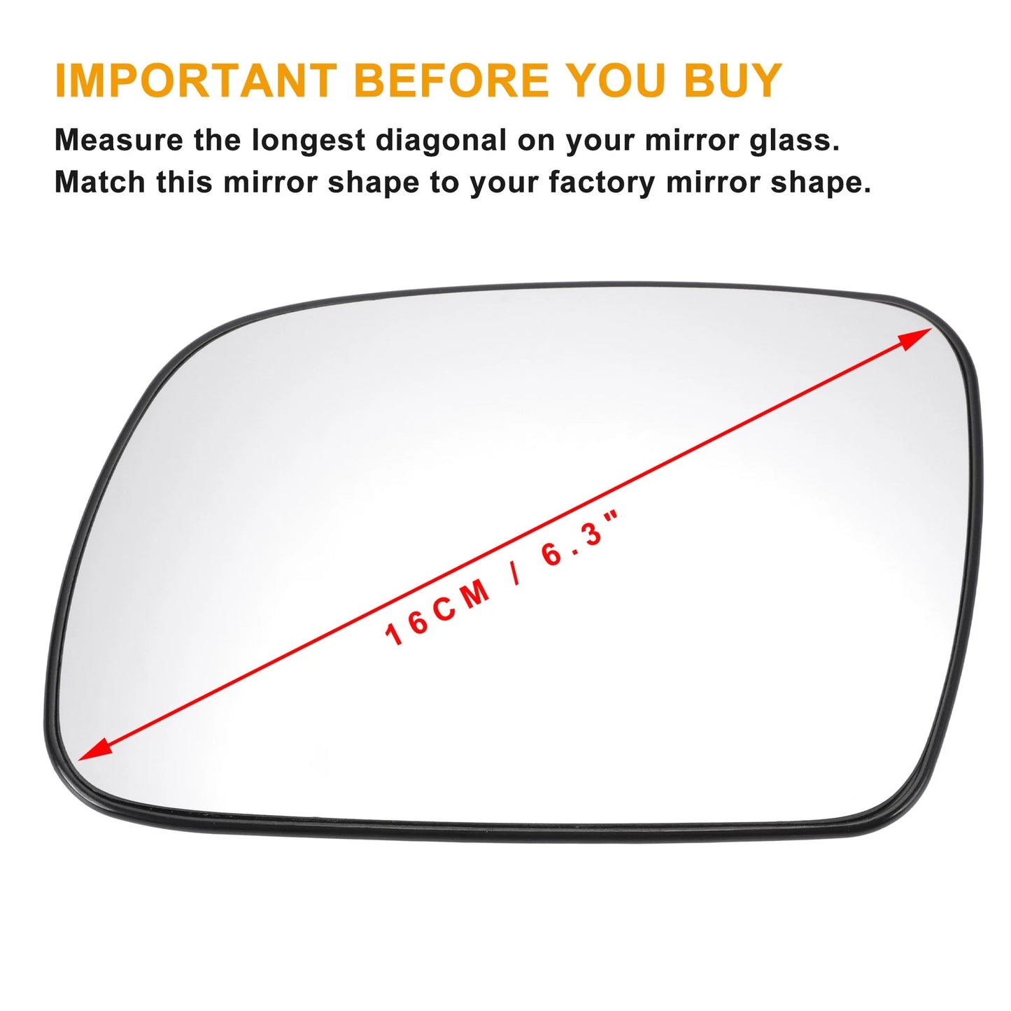 Left Side Heated White Mirror Glass for Peugeot 307 (2001-2009)