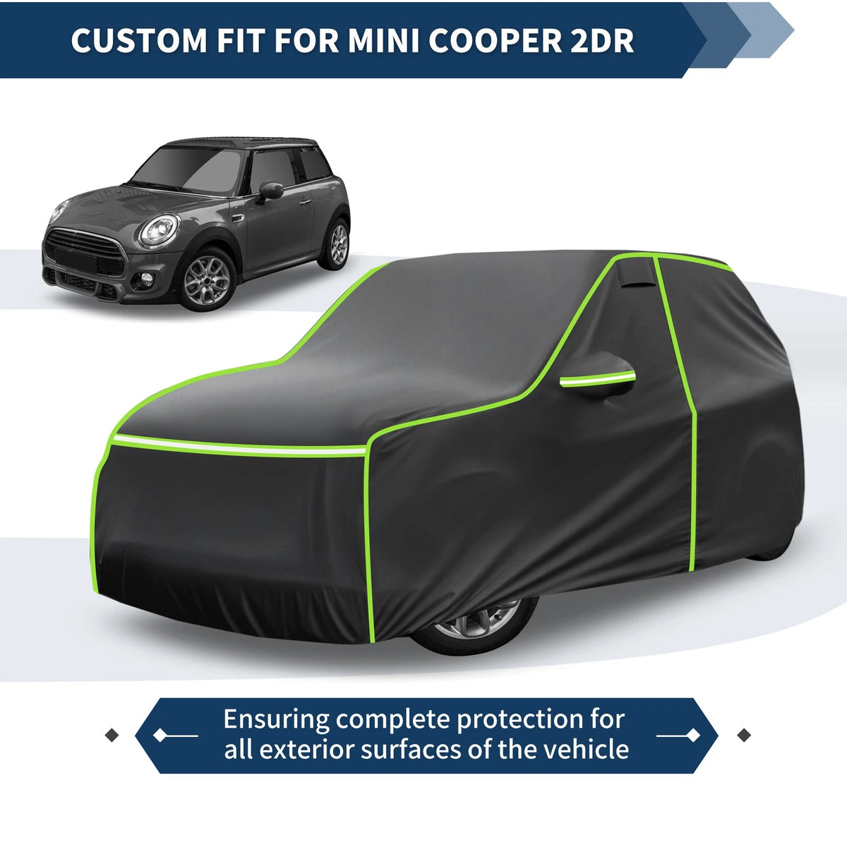 Waterproof All Weather Car Cover for Mini Cooper 2DR (2002-2021) Black