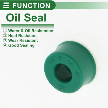 Oil Seal 6x14x8mm TPU Rotary Shaft Seal Green 5 Pcs