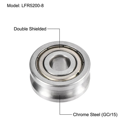 U Groove Bearing 10x32x14mm Double Shielded Ball Bearing