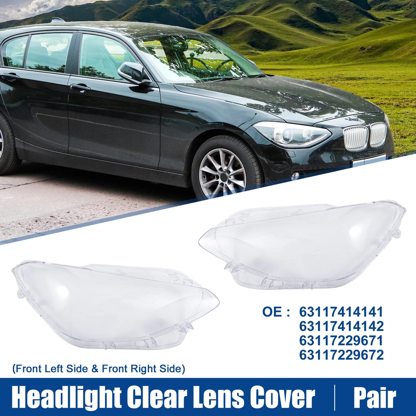 Clear Lens Shell Covers for BMW F20 (2012-2014) - 1 Pair Headlight Replacement
