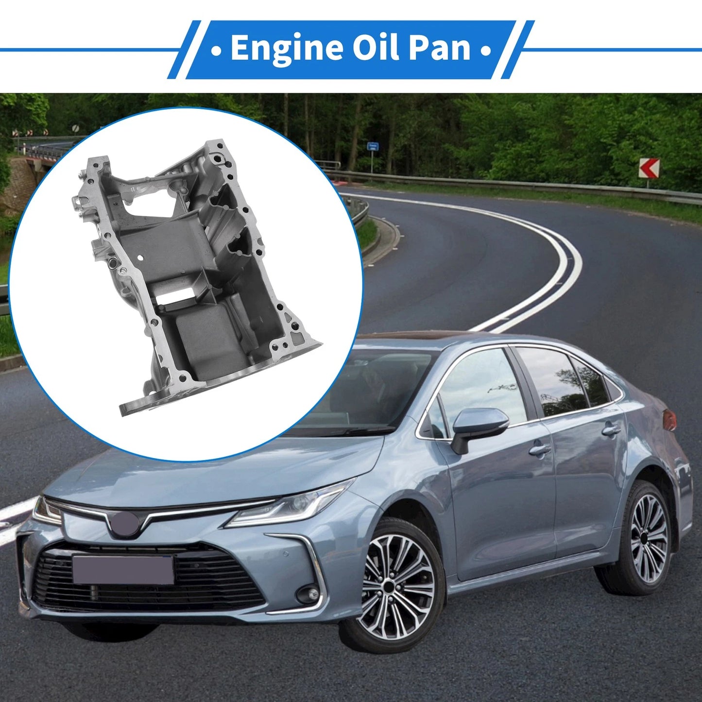 Engine Oil Pan for Toyota Corolla (2009-2019) - Aluminum Silver Tone