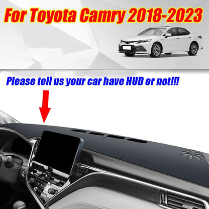 Black Leather Dashboard Cover Pad Mat for Toyota Camry (2018–2023)