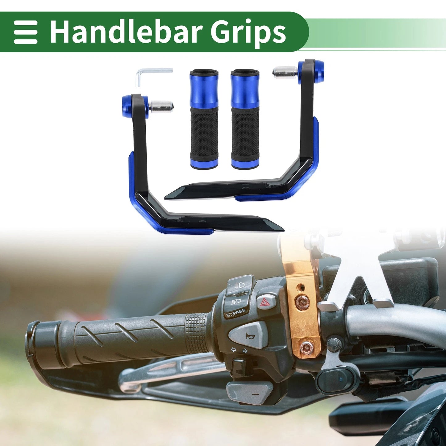 Hand Grips Cover Kit for Motorcycle Handlebar End Grips Aluminum Alloy Blue
