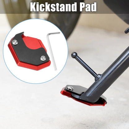 Set Aluminum Alloy Motorcycle Kickstand Pad for Honda with Wrench Black Red