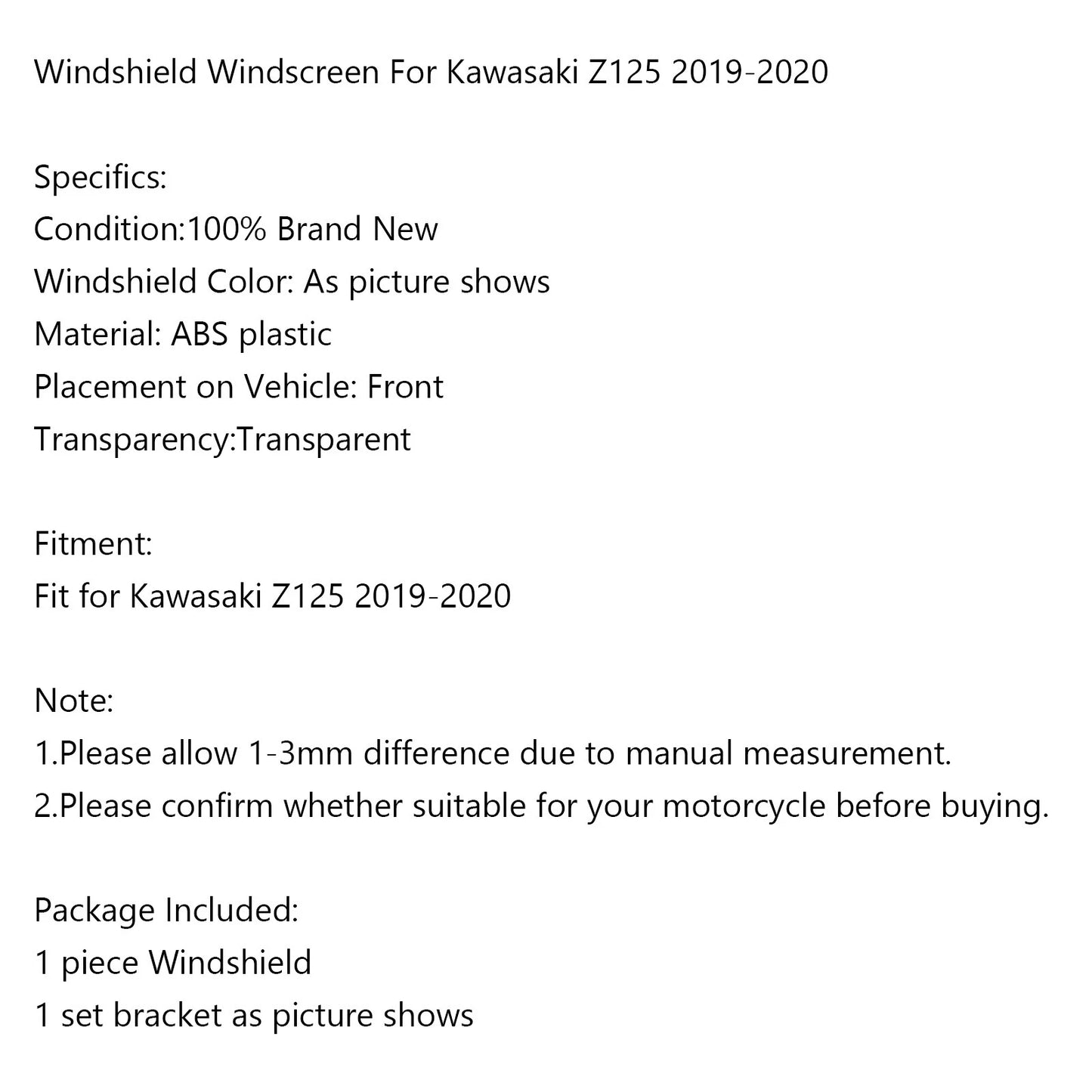 Windshield for Kawasaki Z125 (2019-2020)