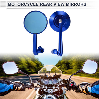 M8/M10 Motorcycle Rear View Mirrors Handlebar Blue Aluminum for Bikes